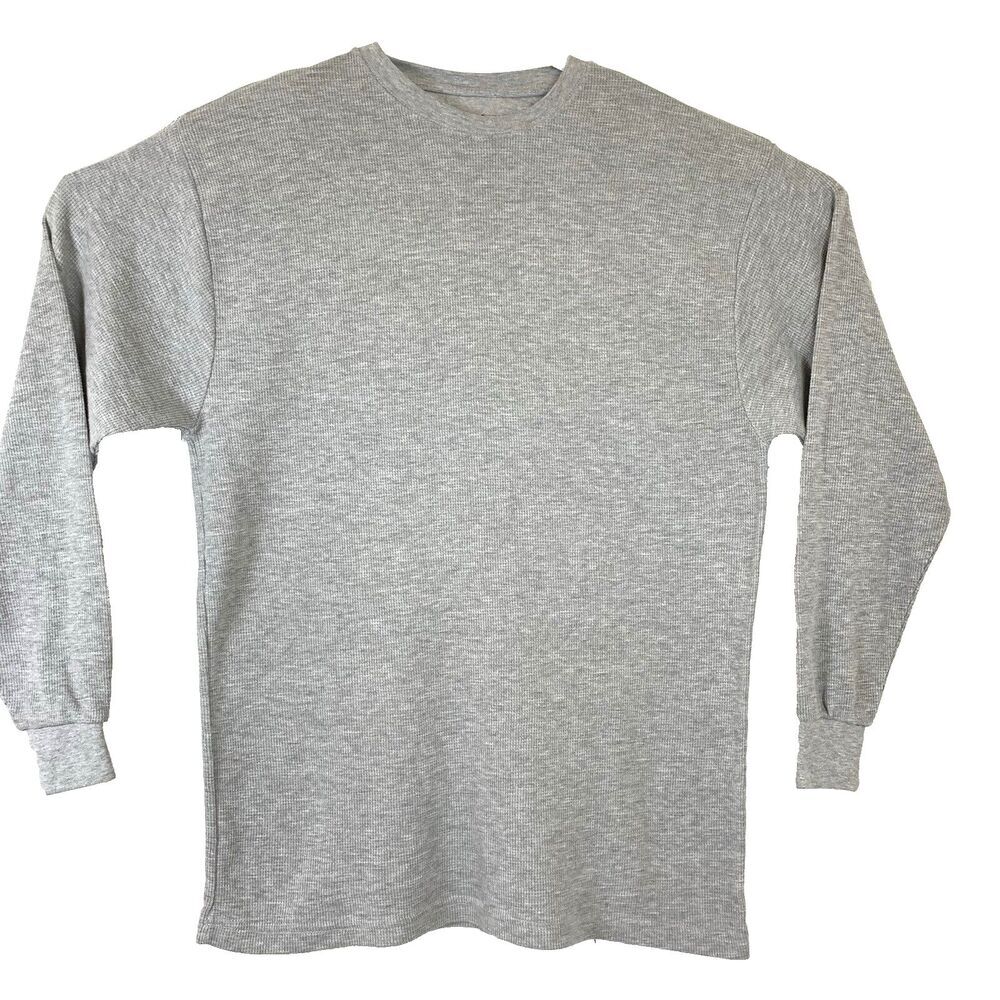 Galaxy by Harvic Thermal Long Sleeve Pullover T-Shirt Mens 2XL Waffle Knit Gray